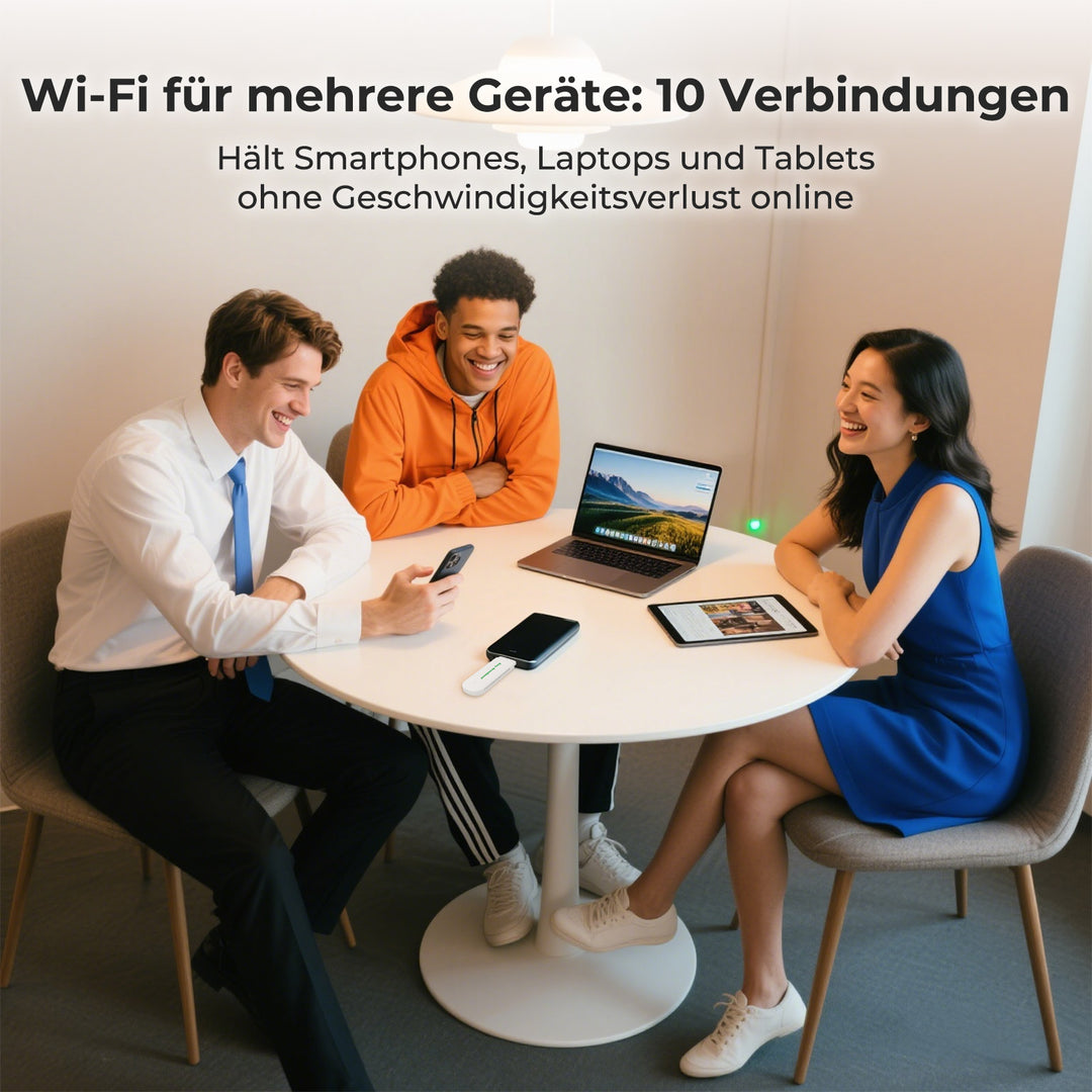 EIOTCLUB 4G LTE USB-Dongle mit WiFi 6 – Mobiler Hotspot für Laptop/PC/Tablet/Handy, 150 MBit/s, Plug & Play Internet-LTE Stick mit kostenloser SIM-Karte, Günstiges Reise-und Business-WLAN-Modem