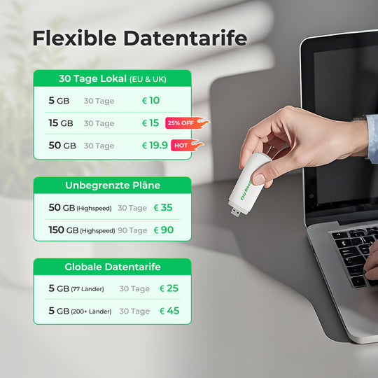 EIOTCLUB 4G LTE USB-Dongle mit WiFi 6 – Mobiler Hotspot für Laptop/PC/Tablet/Handy, 150 MBit/s, Plug & Play Internet-LTE Stick mit kostenloser SIM-Karte, Günstiges Reise-und Business-WLAN-Modem