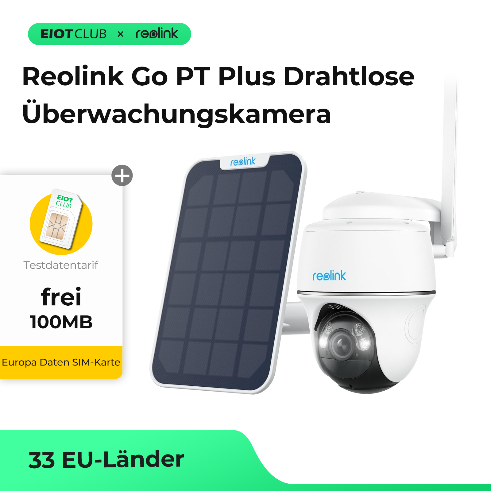Reolink Go PT Plus 4G LTE Akku-Kamera 2K 5MP kabellose Outdoor